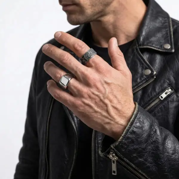 Men's Distressed Texture Band Ring