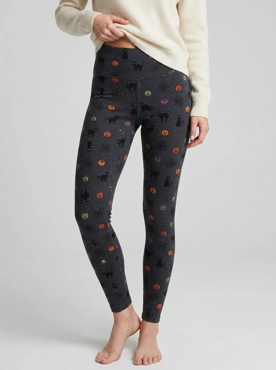 Women's Halloween Cat Pumpkin Spiderweb Leggings
