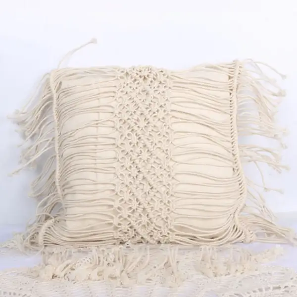 Knitted Boho Macrame Decorative Throw Blanket