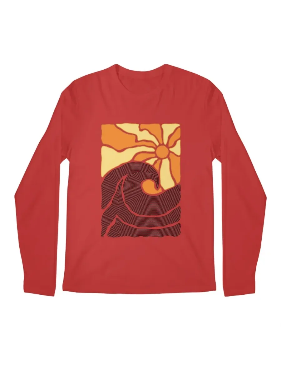 Retro Sun Wave Round Neck T-Shirt