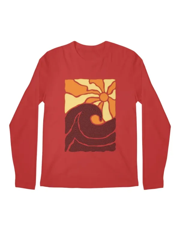 Retro Sun Wave Round Neck T-Shirt