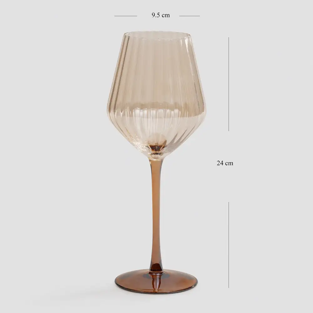 Amber Ribbed Wine Glass Set