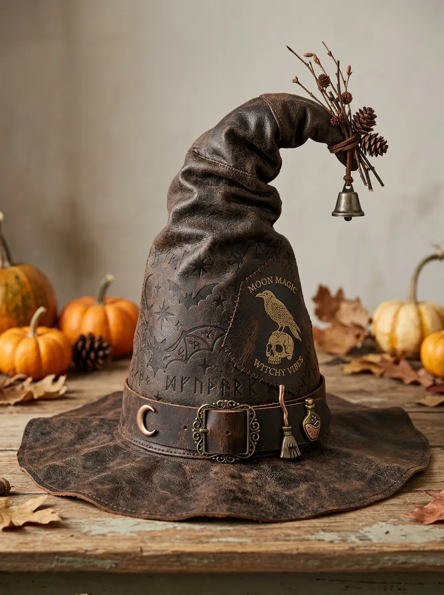 Raven Skull Halloween Witch Hat