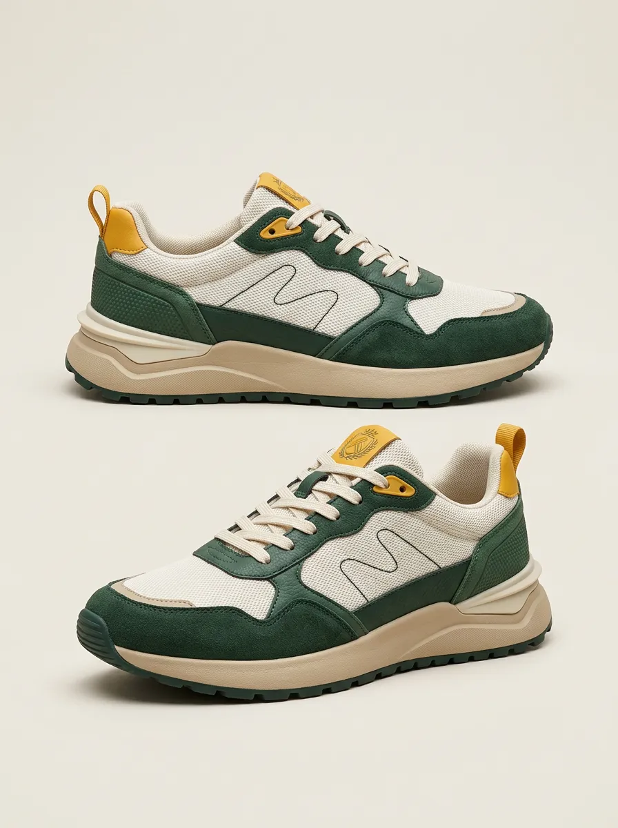 Unisex Suede Mesh Print Sneakers