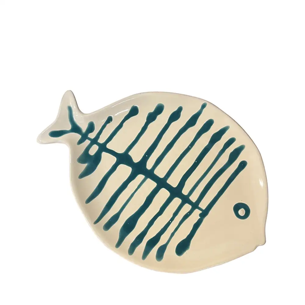 Fish-Motif Coastal-Inspired Ceramic Serving Plate