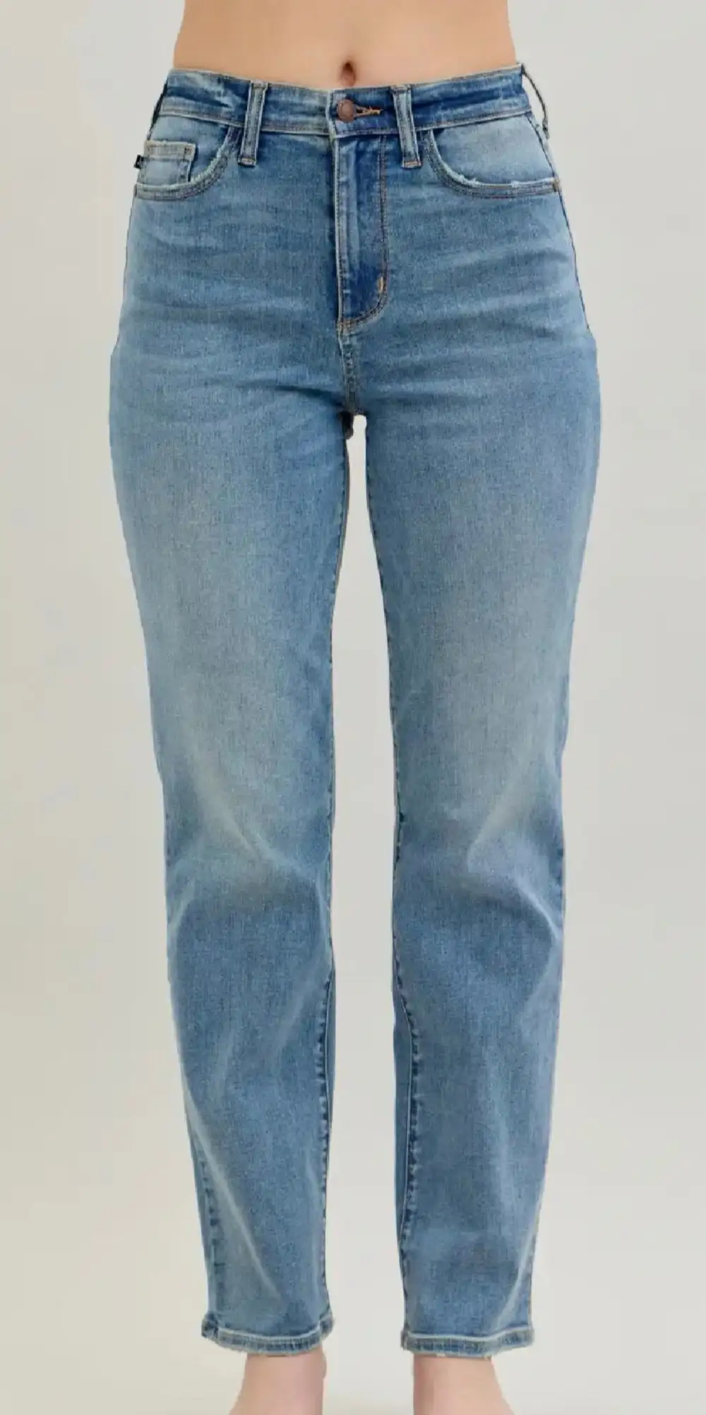 Straight High Waist Cotton Blend Everyday Jeans