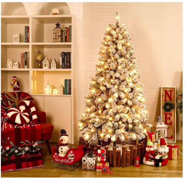 Flocked Prelit Decorative Tree