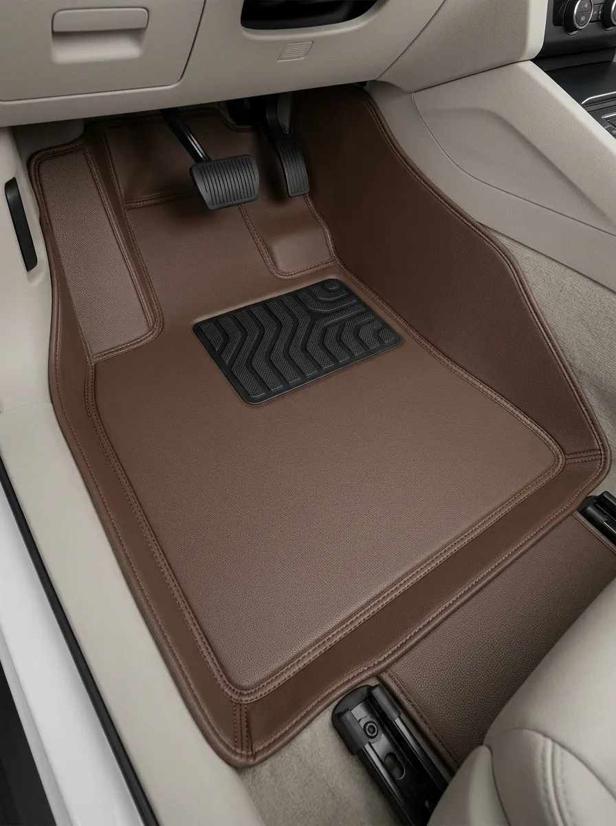 Refined Leather-Texture Textured Car Floor Mats