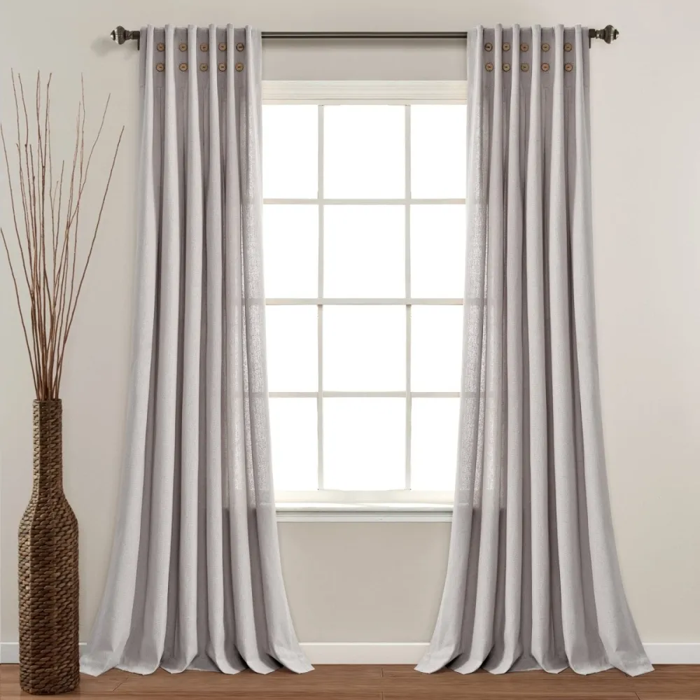 Textured Linen Window Curtain Panel