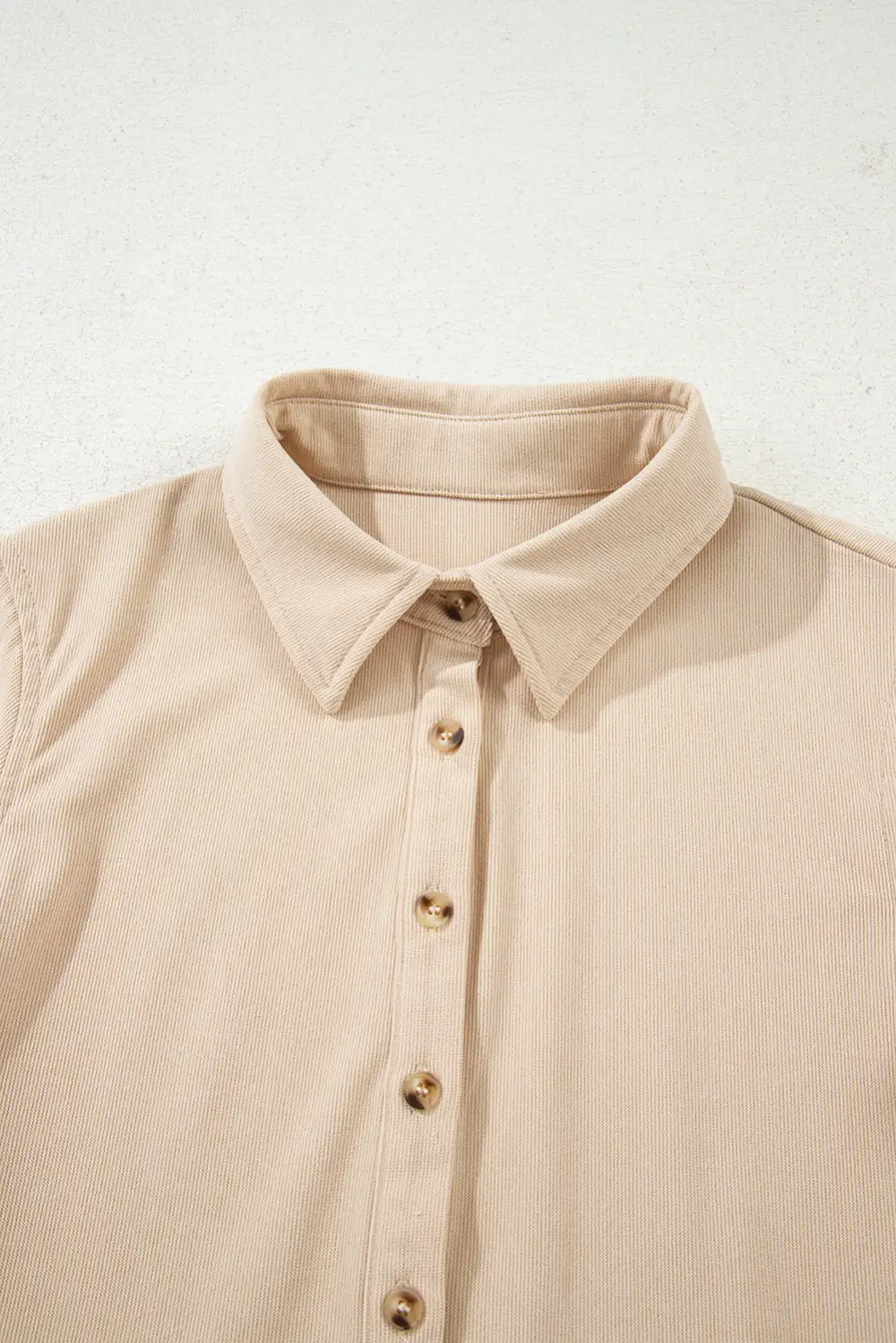 Lightweight Feel Corduroy Half Button Long Sleeve Mini Dress