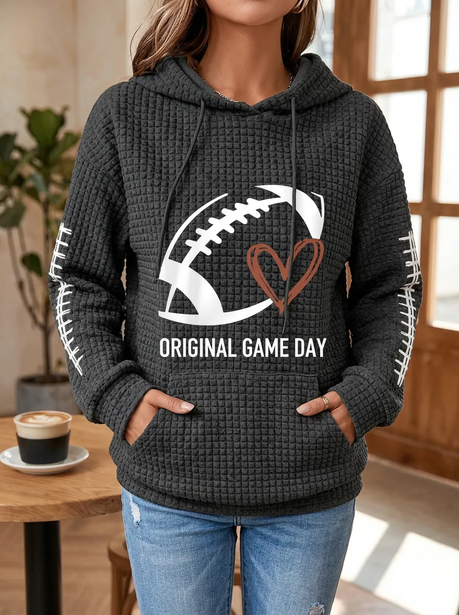 Women's Retro Gridiron Heart Day Graphic Hoodie