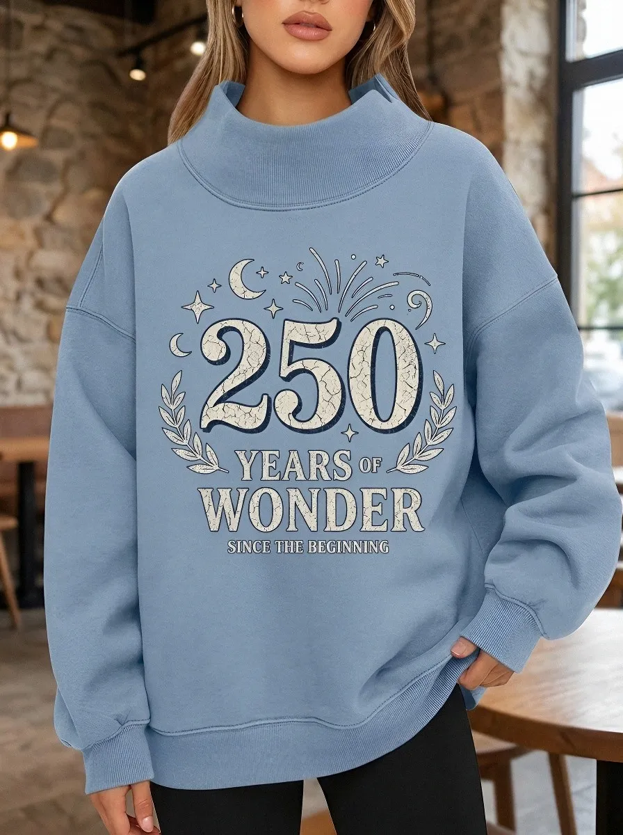 Women's 250 Years Of Wonder Moon Stars Printed Sweatshirt