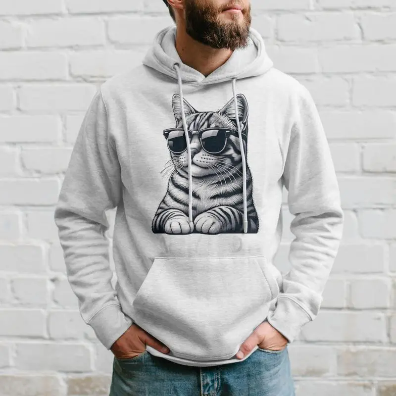 Tabby Daddy Cat Dad Graphic Grey Tabby Cat Lover Hoodie