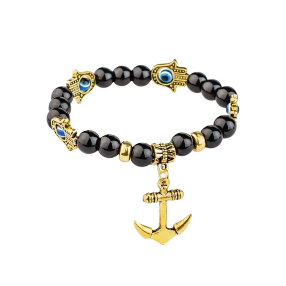 Evil-Eye Hamsa Anchor Bracelet