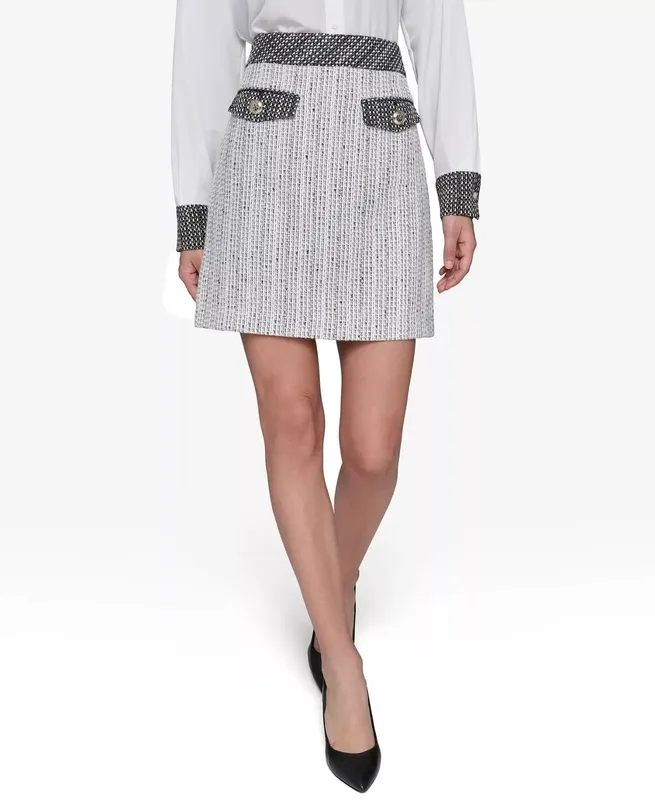Metallic Cotton Wool Blend Skirt