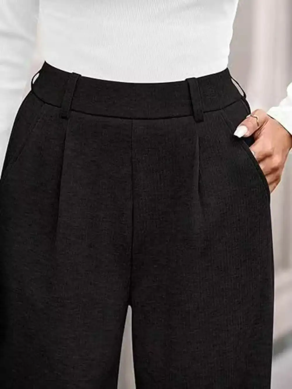 Wide Leg Pocketed Casual Pants