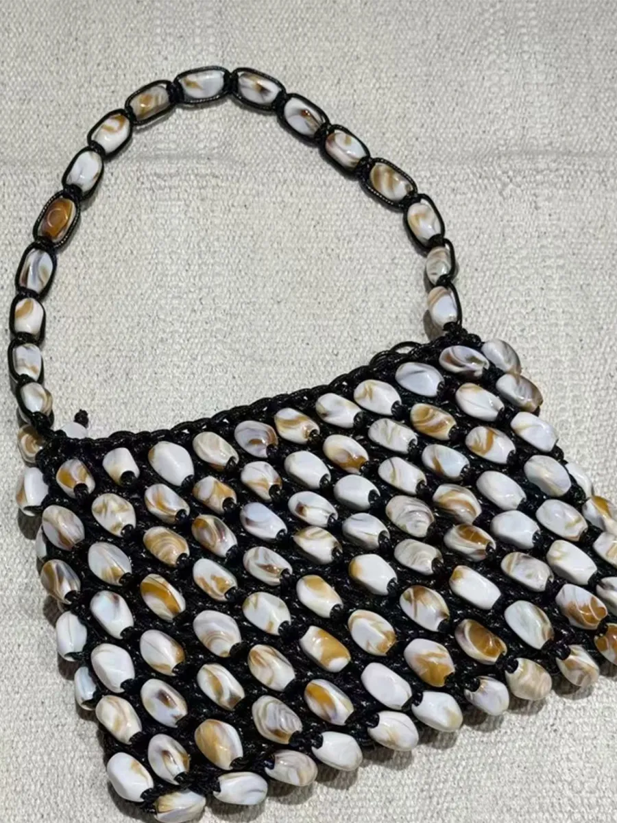 Scarlett Square Beaded Woven Handbag