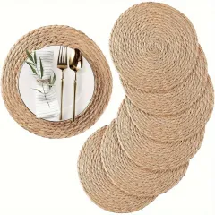 2 Pcs Natural Woven Round Placemats