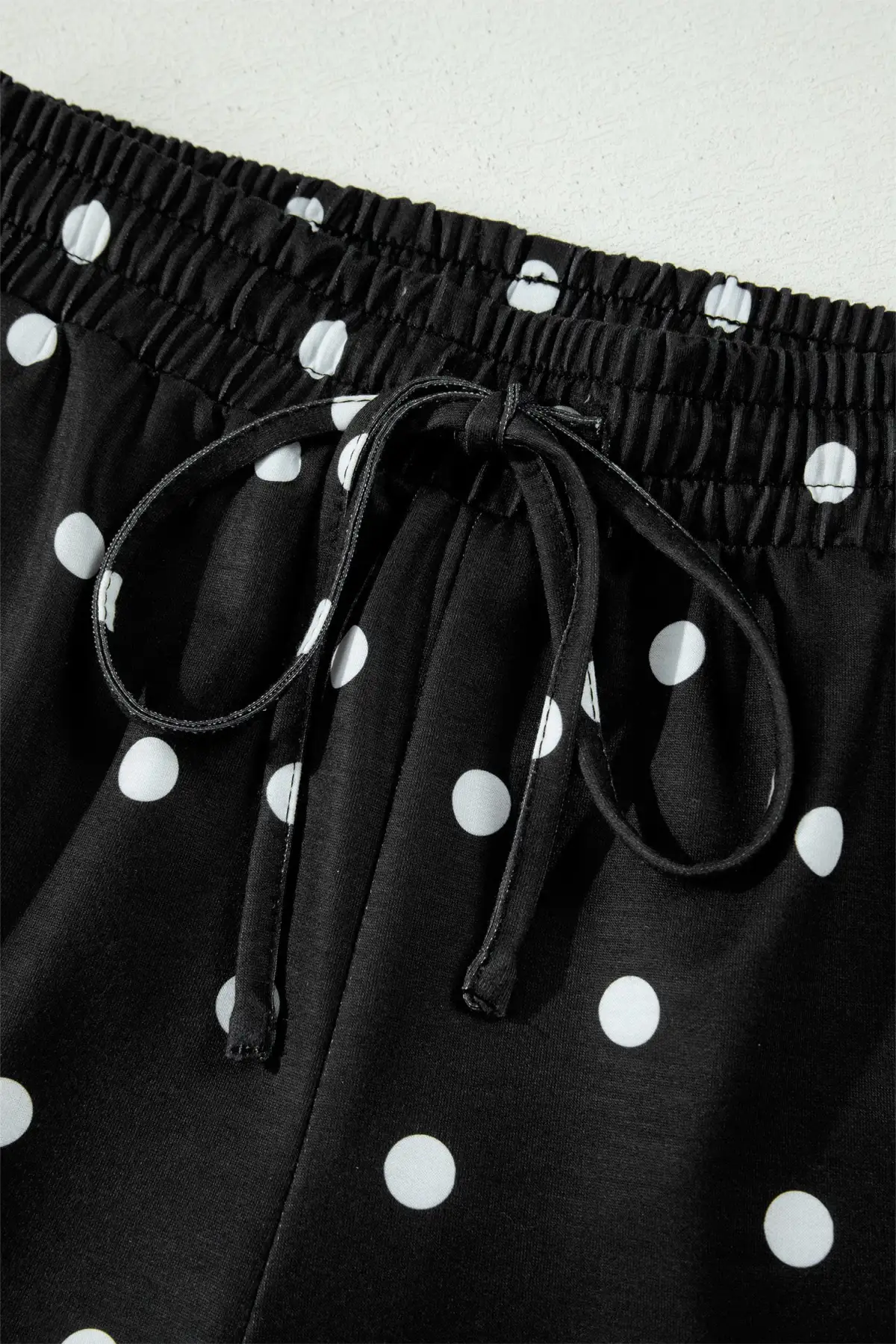 Refined Drawstring Polka-Dot Two-Piece Tee and Shorts Set
