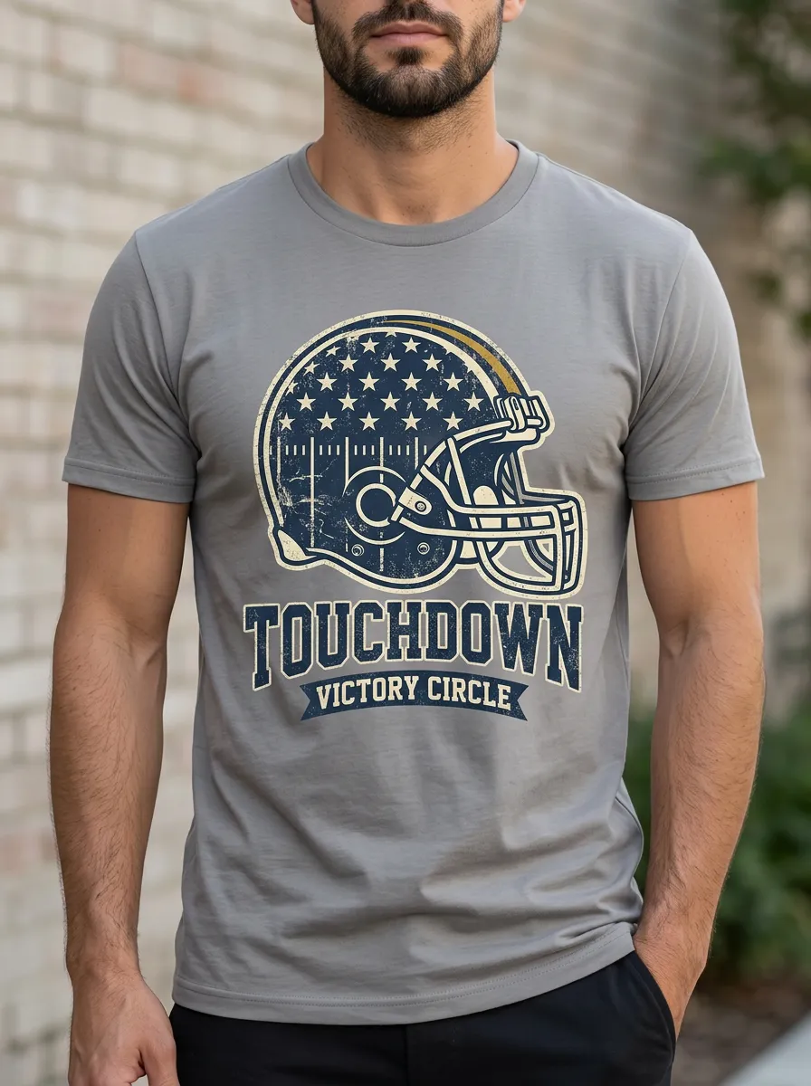 Men's American Football Lover Usa Flag Helmet Printed T-Shirt