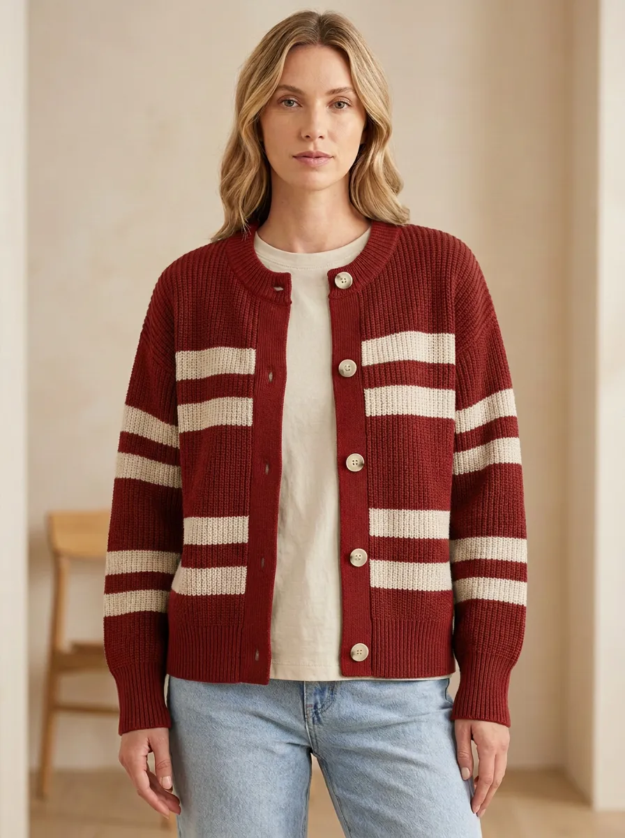 Heritage Striped Rugby Striped Knit Cardigan