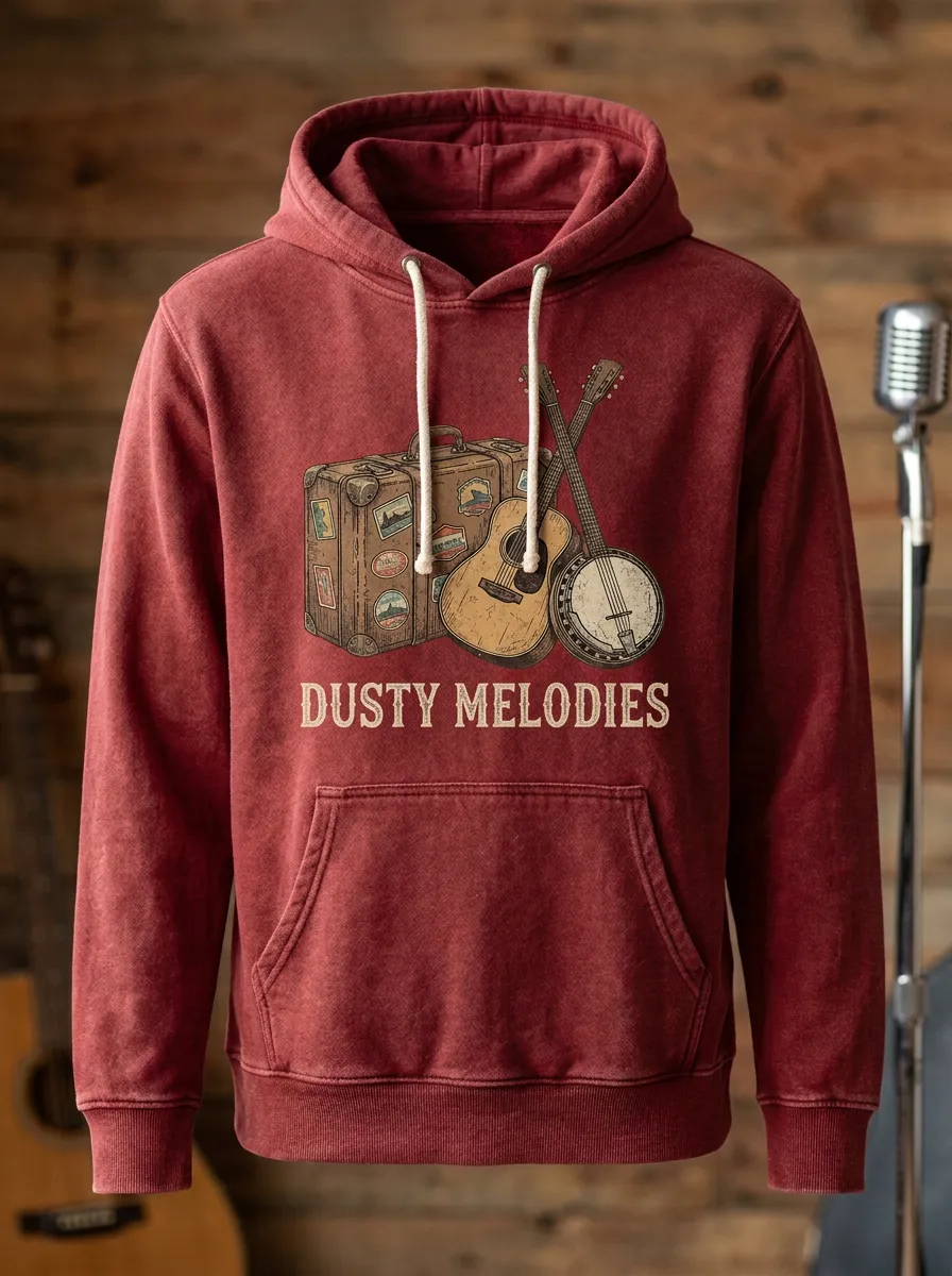 Honky-Tonk-Inspired Banjo Guitar Country Music Graphic Hoodie