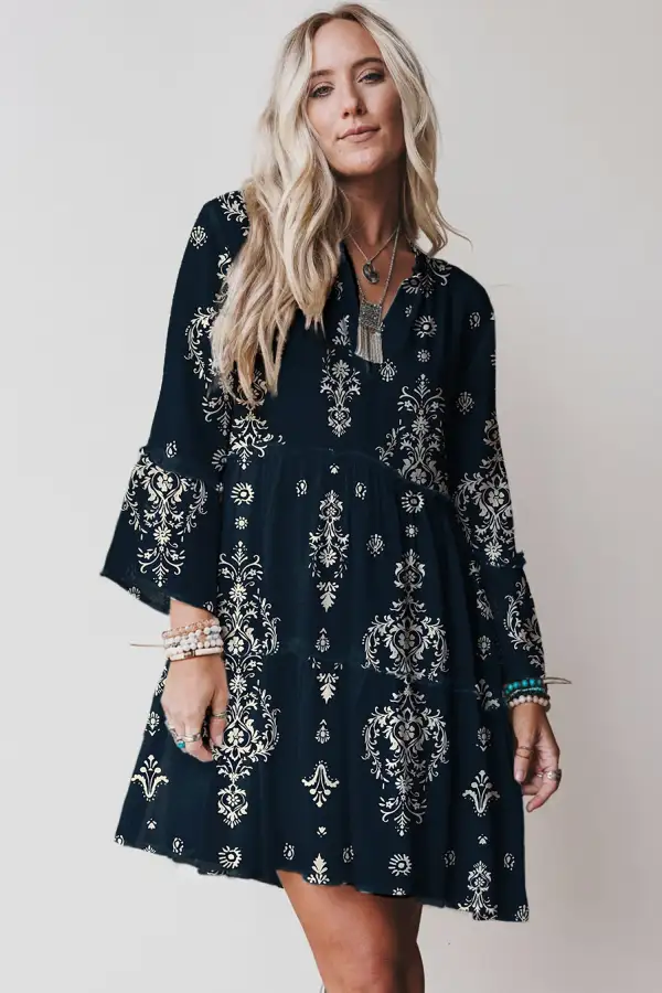 Smooth Finish Floral Printed Mini Dress