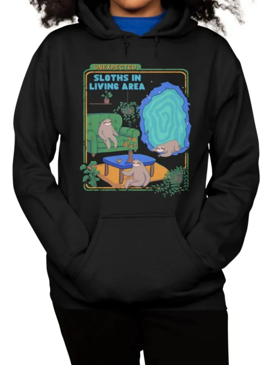 Funny Sloth Printed Hoodie