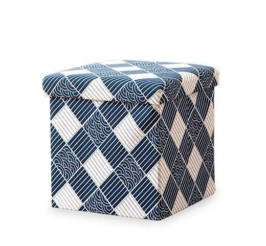Lidded Fabric Linen Ottoman Laundry Hamper
