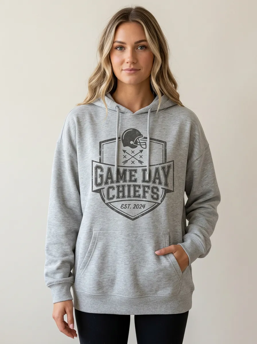 Women's Football Fan Game Day Chiefs Helmet Graphic Hoodie