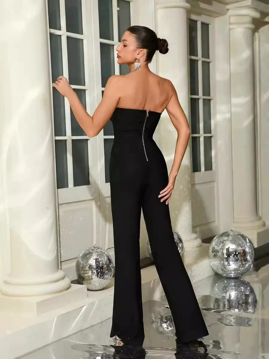 Zara Strapless Rhinestone Bandage Jumpsuit