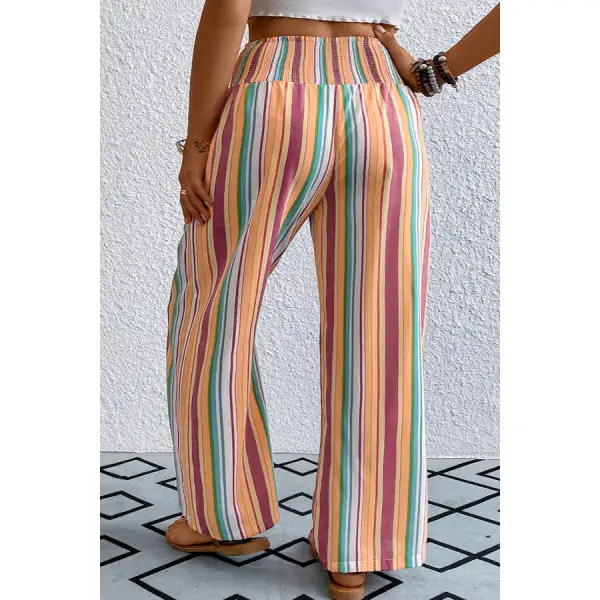 Classic Plus Size Striped Wide Leg Pants