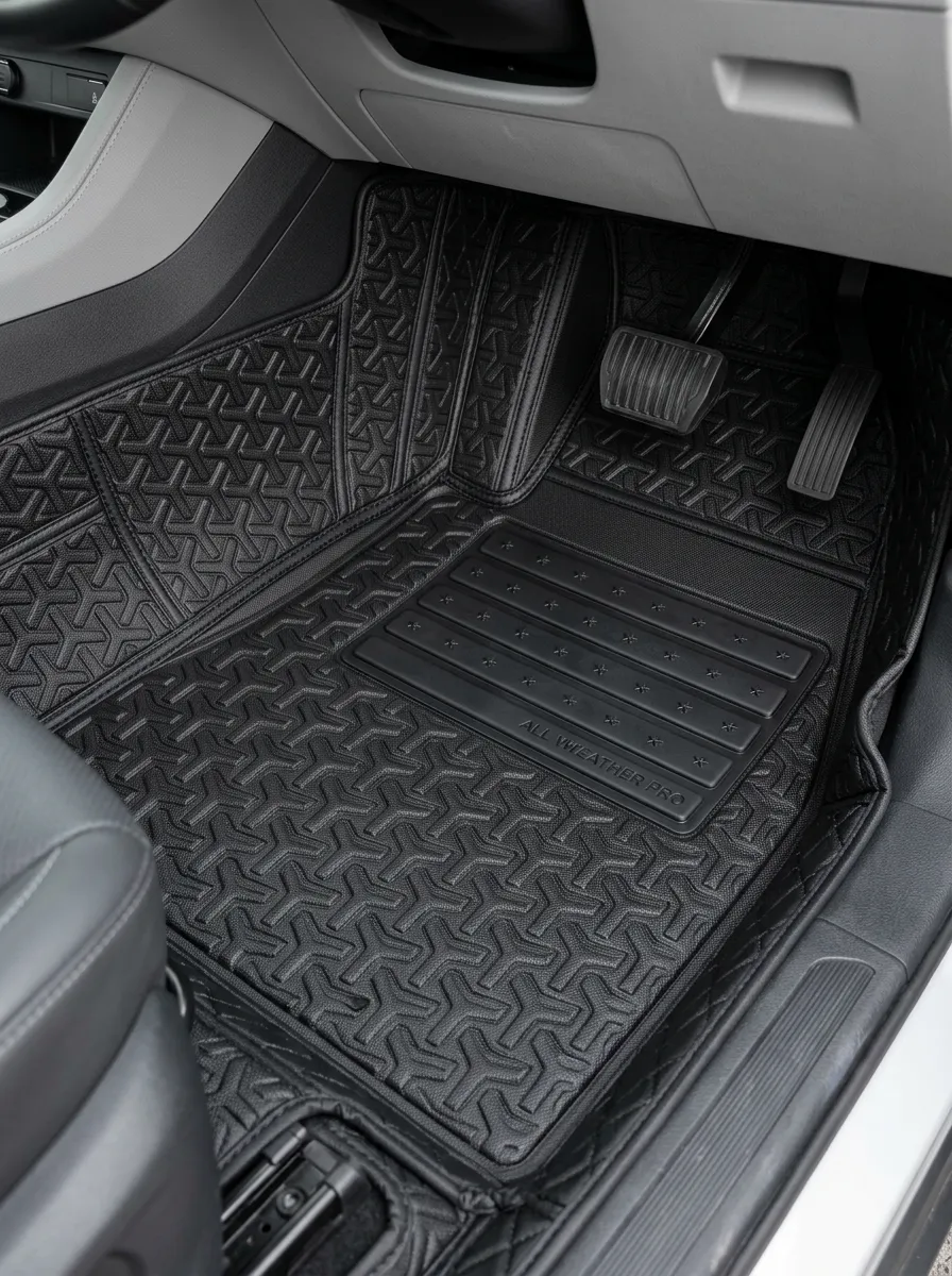 Classic Geometric Pattern Embossed All-Weather Vehicle Floor Mat