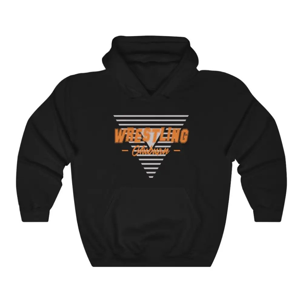 Soft Fleece Triangle Emblem Wrestling Graphic Pullover Hoodie