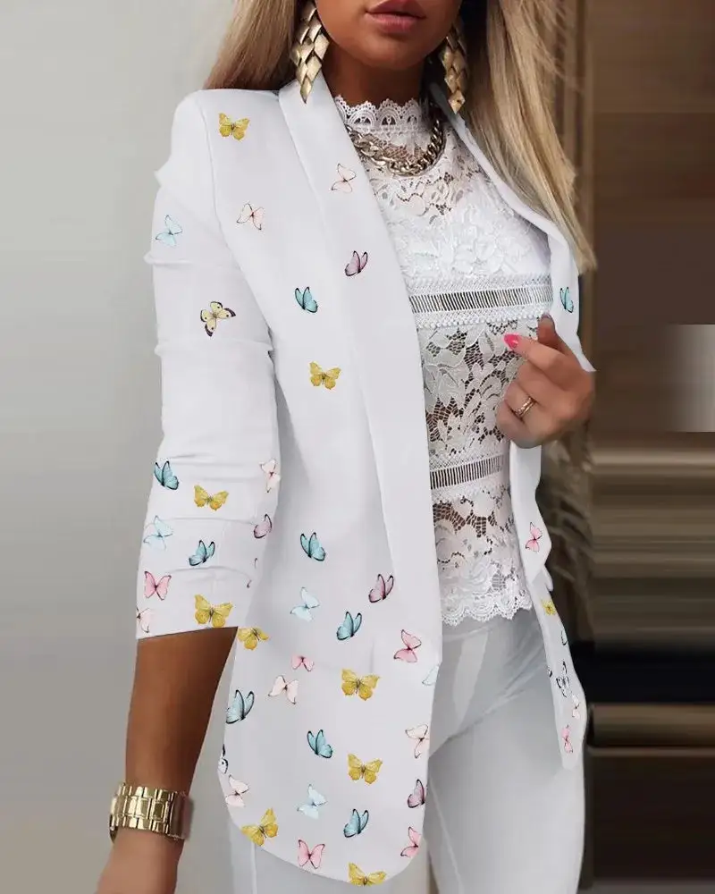 Double-Breasted Polyester Tailored Blazer