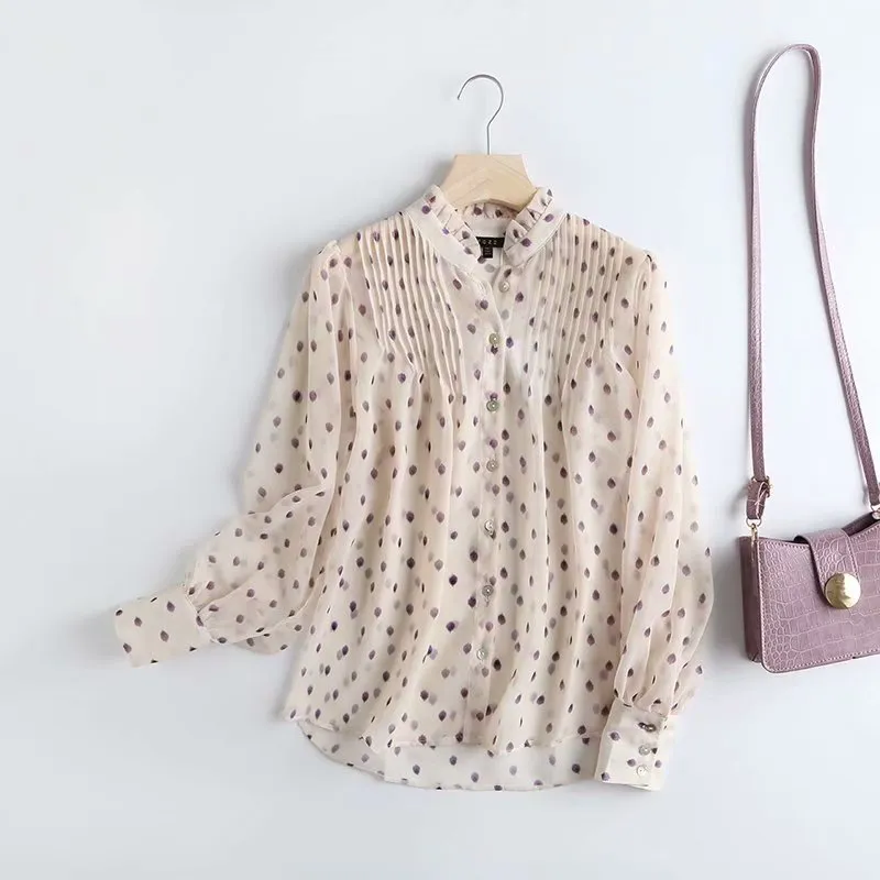 Frilled Chiffon Collared Blouse