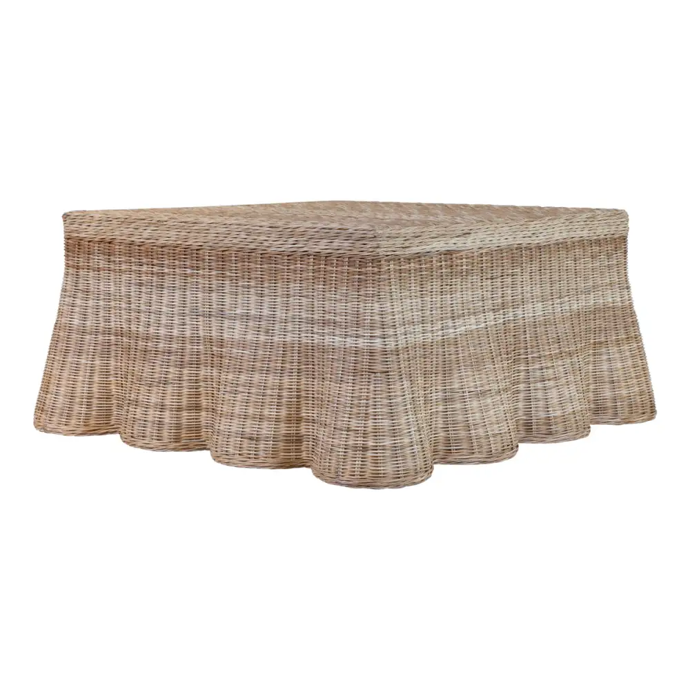 Rattan Scalloped Square Coffee Table