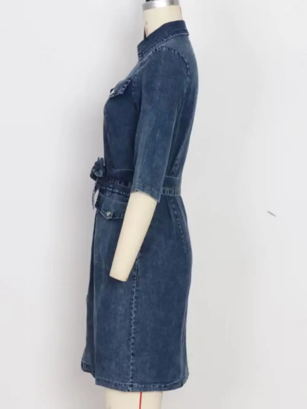 Short-Sleeve Denim Casual Dress