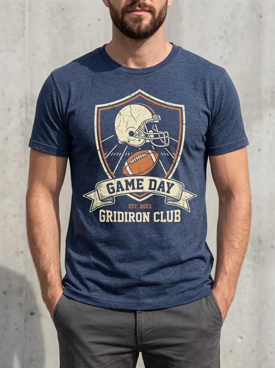 Men's Football Lover Game Day Gridiron Club Graphic T-shirt