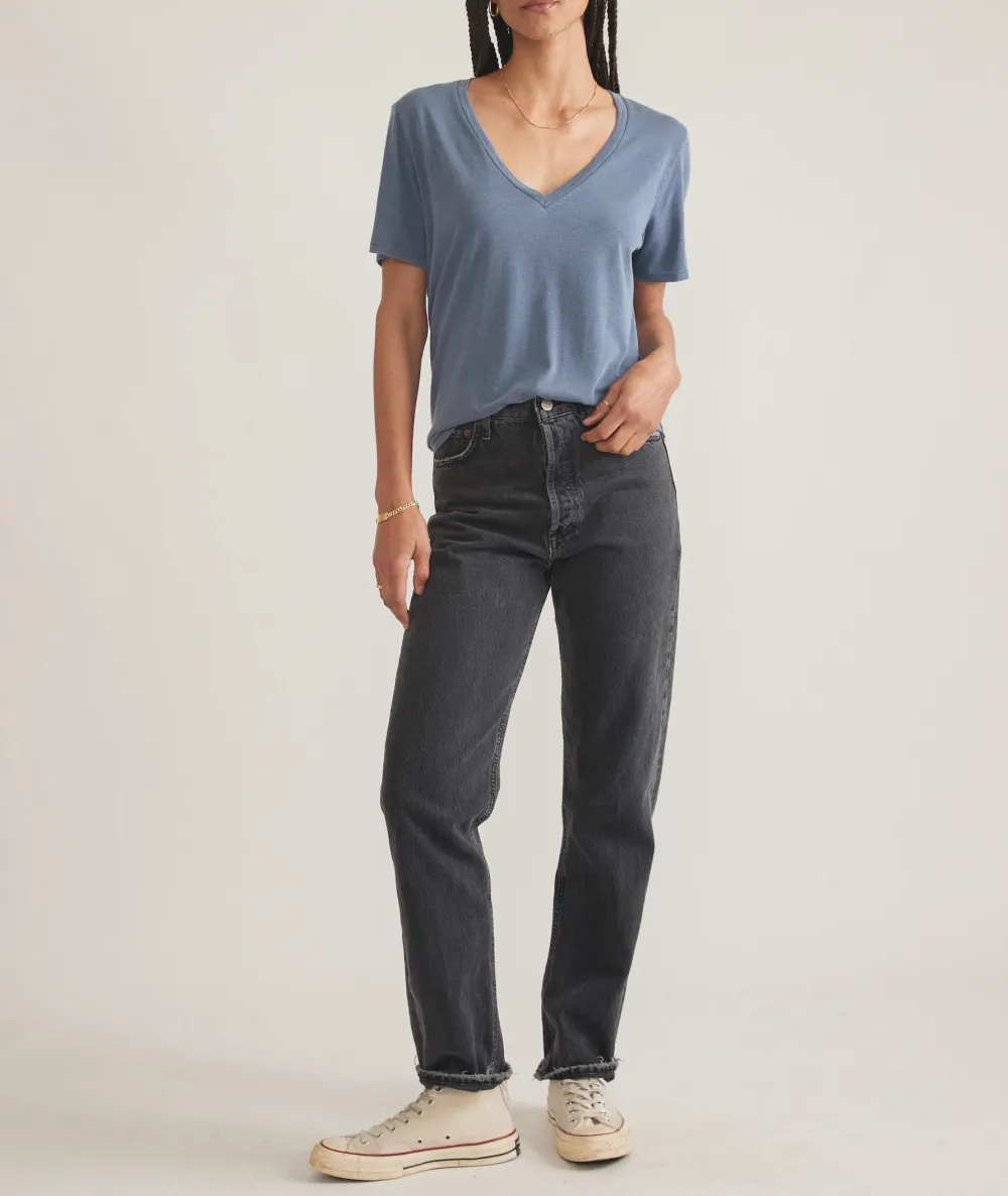 Slouchy Fit V-Neck Cotton Tee