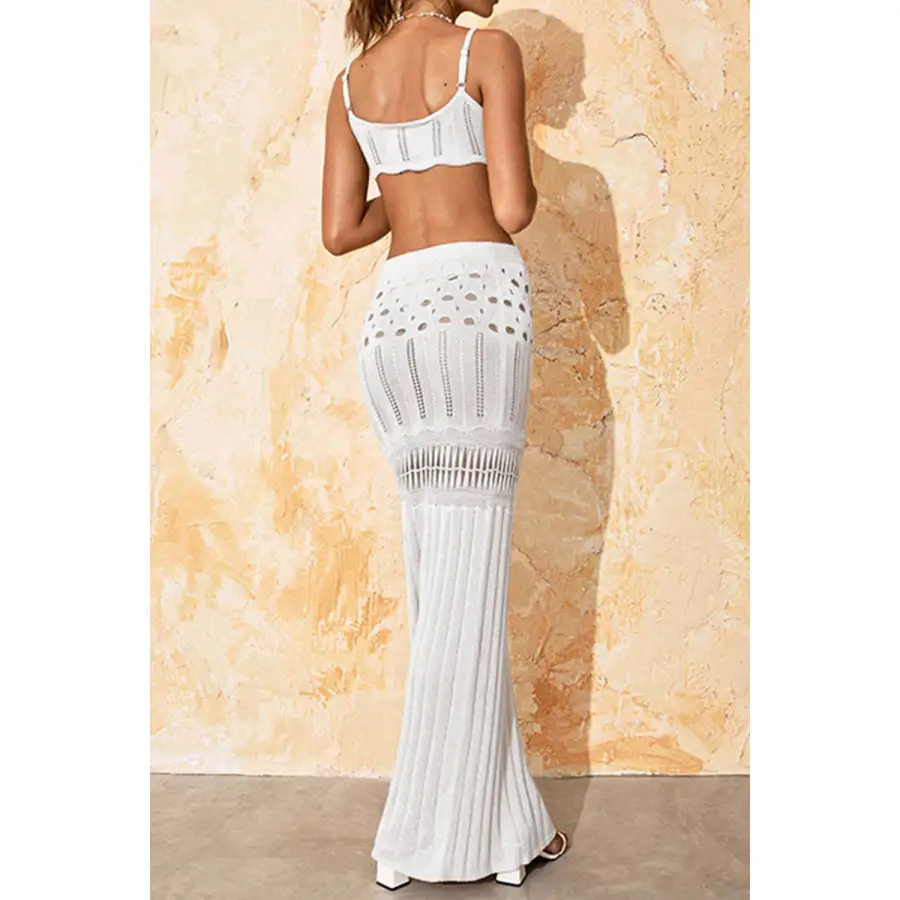 Women's Scoop-Neck Openwork Swimsuit Cover-Up Set