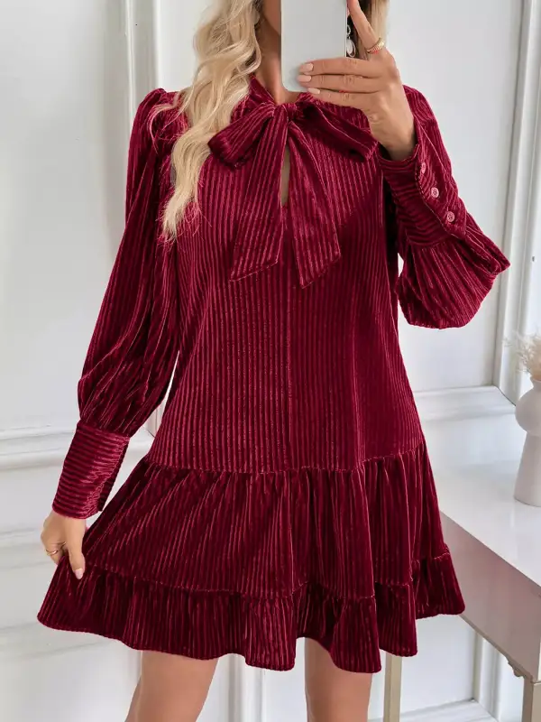 Tiered Velvet Mini Dress