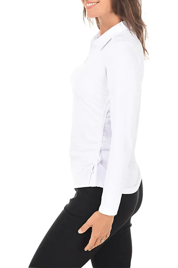 Ruched Zip Polo Shirt