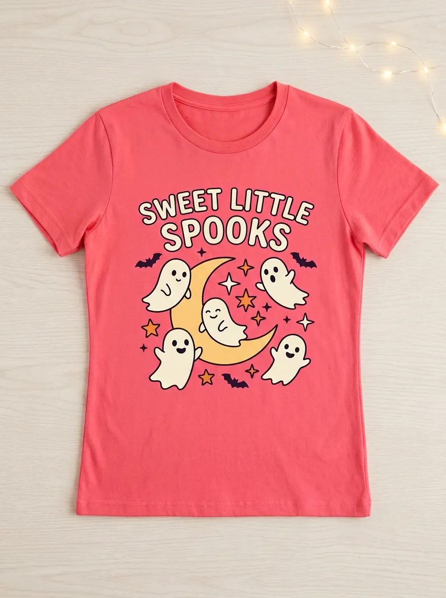 Ghost Moon Sweet-Spooks Halloween Graphic T-Shirt