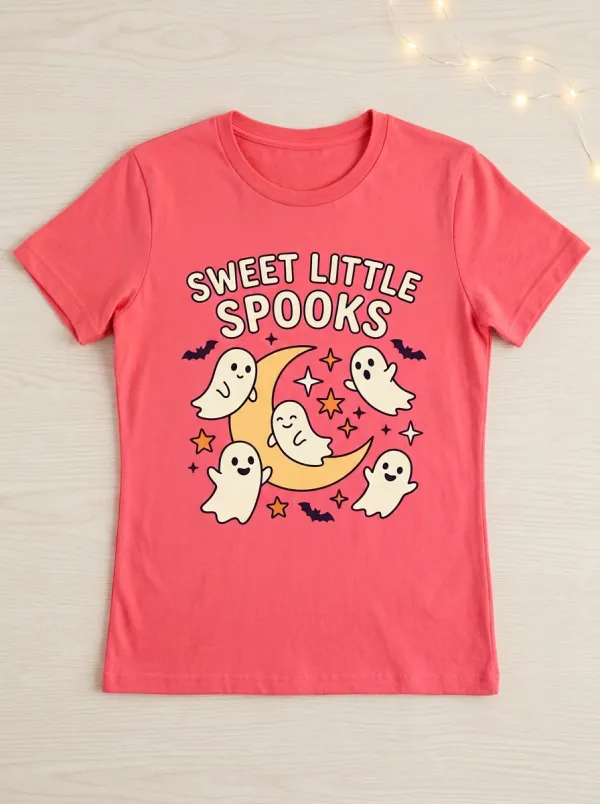 Ghost Moon Sweet-Spooks Halloween Graphic T-Shirt