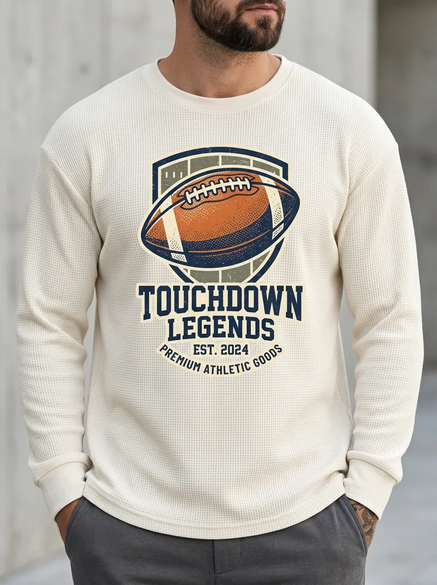 Men's American Football Touchdown Legends Printed Waffle Sweatshirt