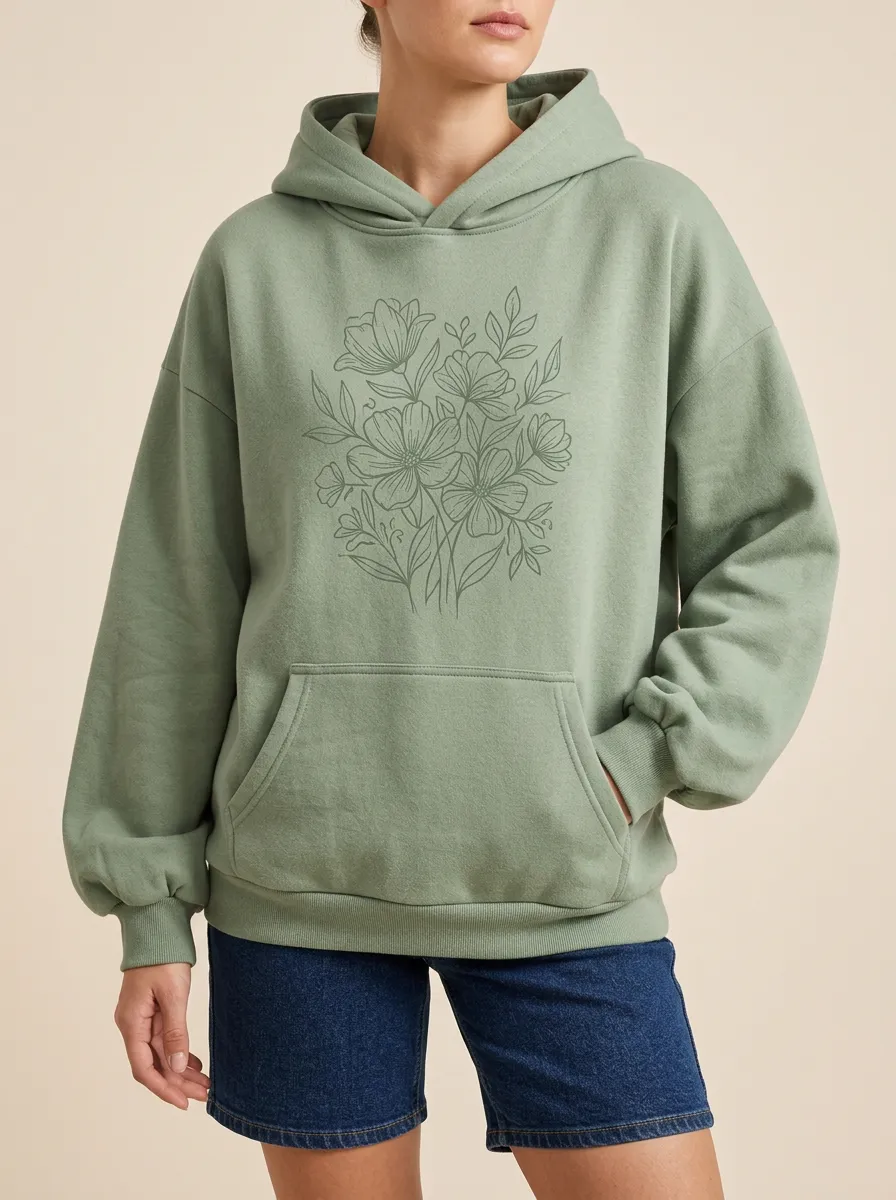 Floral Nature Botanical Line Art Hoodie