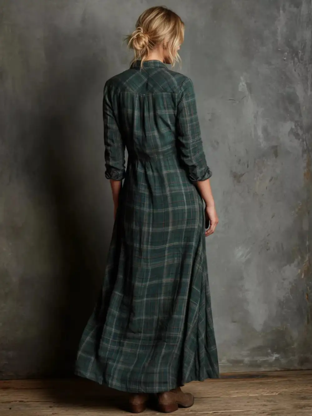 Full Size Plaid Button Down Maxi Dress Plus Size