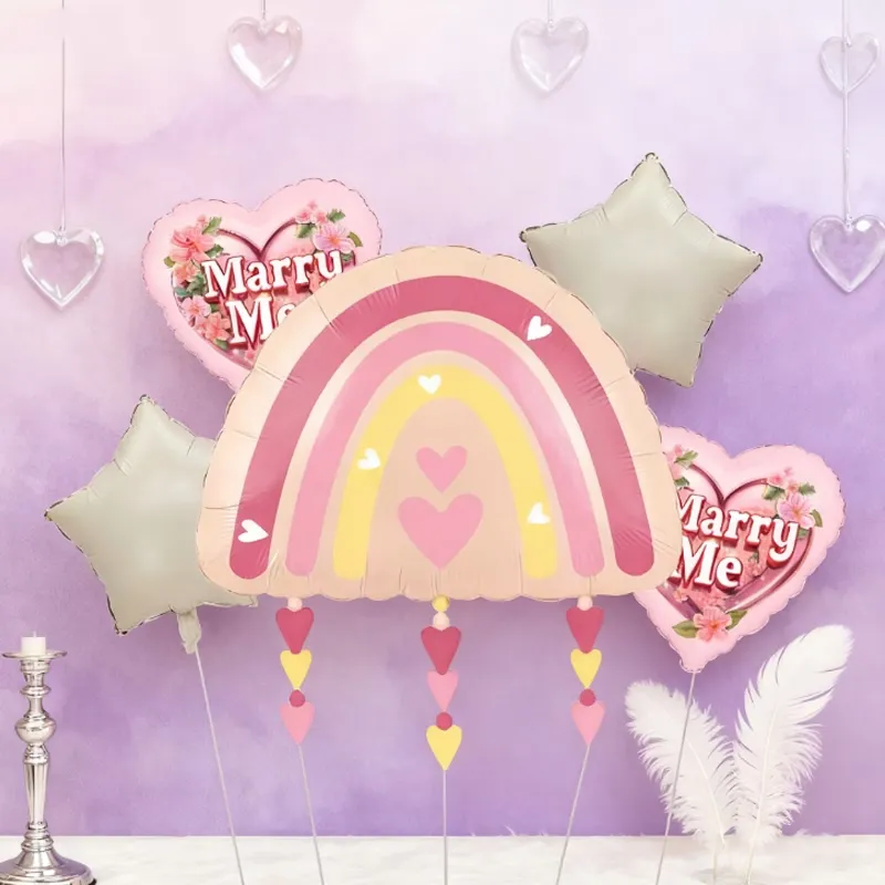 5 Pcs Marry Me Rainbow Balloon Set