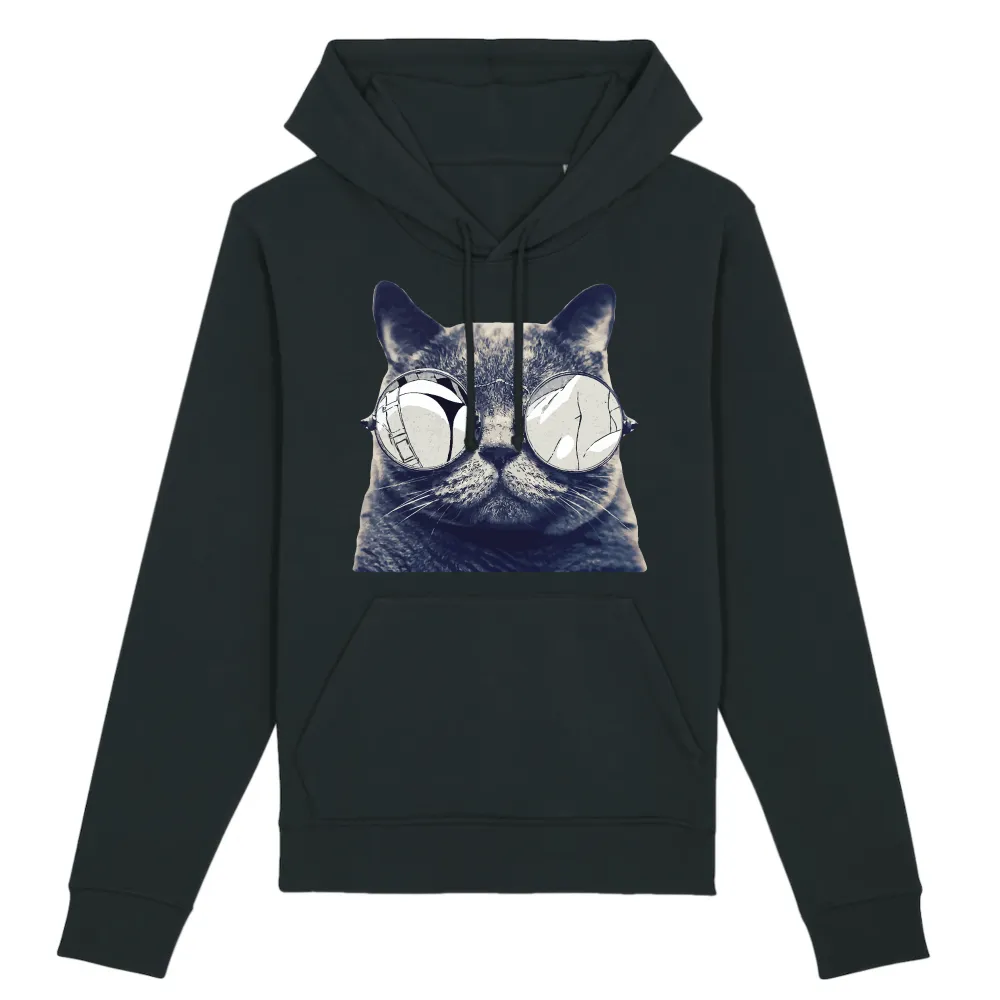 Glasses Cat Graphic Pullover Hoodie
